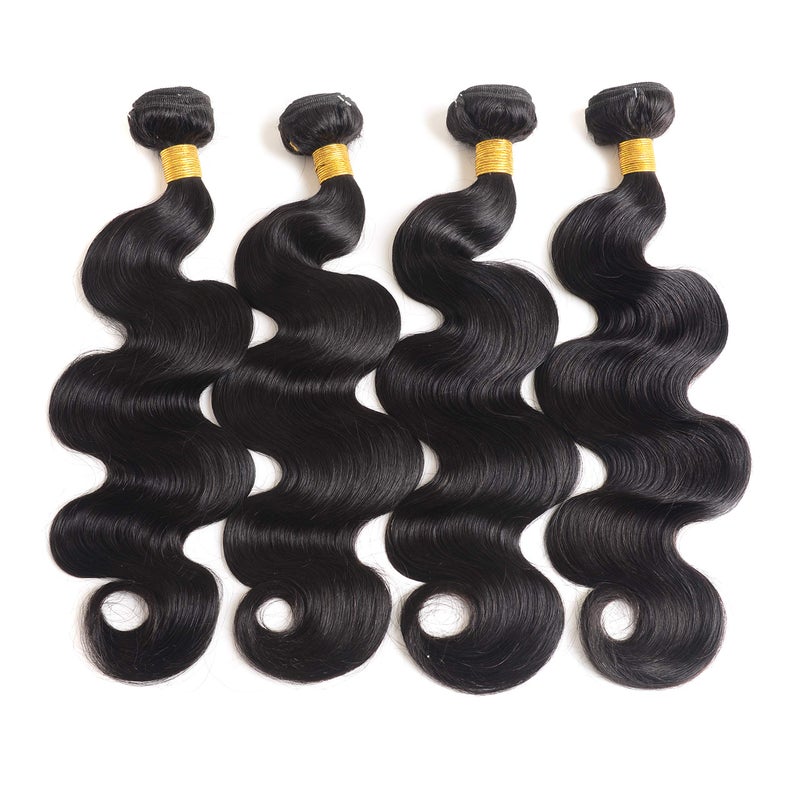 Katspon 12A Human Hair Bundles 18 20 22 24 Inch Body Wave Bundles 100% Unprocessed Brazilian Virgin Hair 4 Bundles Human Hair Extensions Quick Weave Human Hair Natural Black - Image 5