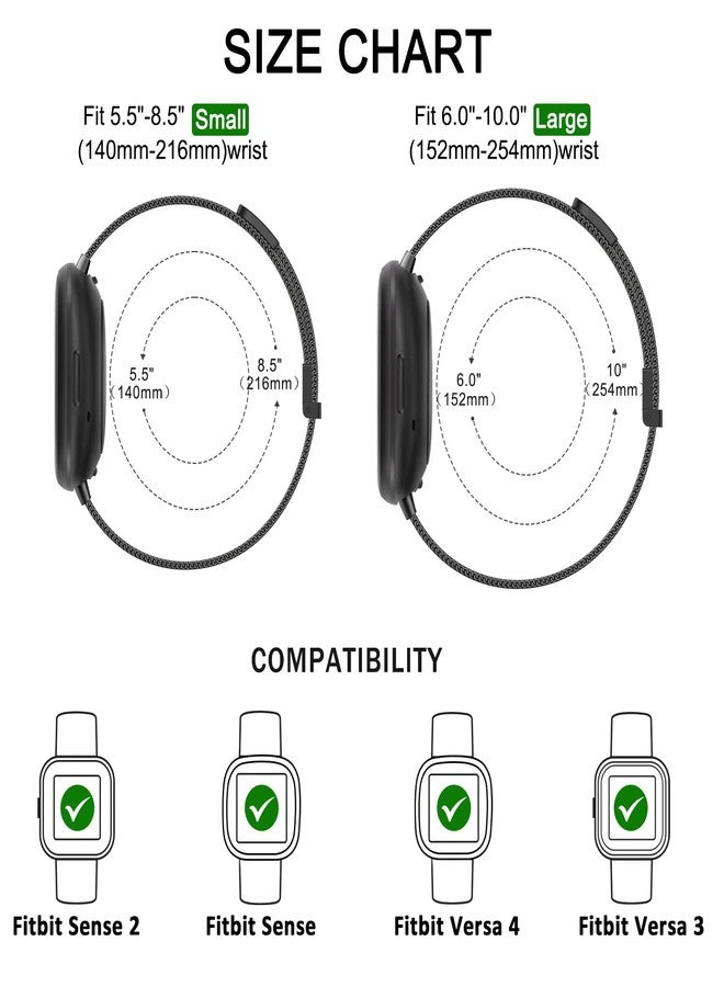 Vanjua Metal Band for Fitbit Sense 2,Sense Bands, Fitbit Versa 4,Versa 3 Bands Women Men,Versa 4 Smartwatch (Small, Sapphire Blue) - Image 4