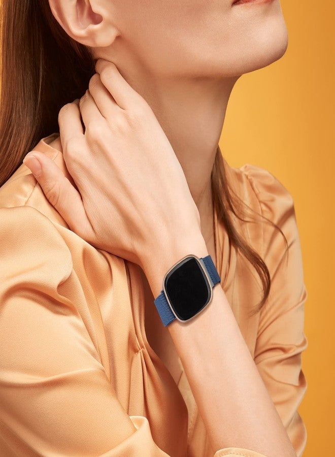 Vanjua Metal Band for Fitbit Sense 2,Sense Bands, Fitbit Versa 4,Versa 3 Bands Women Men,Versa 4 Smartwatch (Small, Sapphire Blue) - Image 5