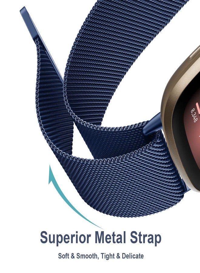 Vanjua Metal Band for Fitbit Sense 2,Sense Bands, Fitbit Versa 4,Versa 3 Bands Women Men,Versa 4 Smartwatch (Small, Sapphire Blue) - Image 3