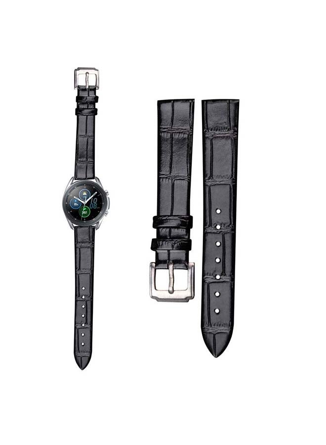 بيرفيي سوار بديل من الجلد الطبيعي لساعة سامسونج جالاكسي 3 مقاس 45 مم أسود - Image 1