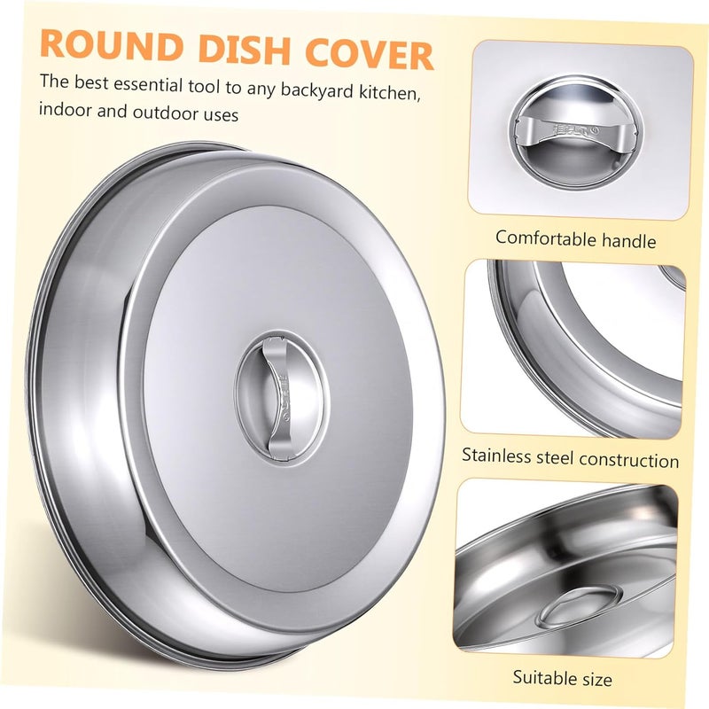 YARNOW 2pcs Stainless Steel Food Cover Basting Cover Melting Dome Griddle Dome Cover Universal Lid for Pots Pans ¼ˆ 28CM ¼‰ - Image 3