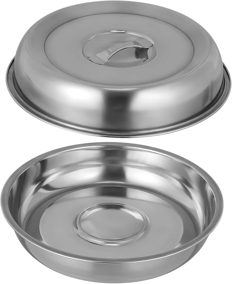 YARNOW 2pcs Stainless Steel Food Cover Basting Cover Melting Dome Griddle Dome Cover Universal Lid for Pots Pans ¼ˆ 28CM ¼‰ - Image 1