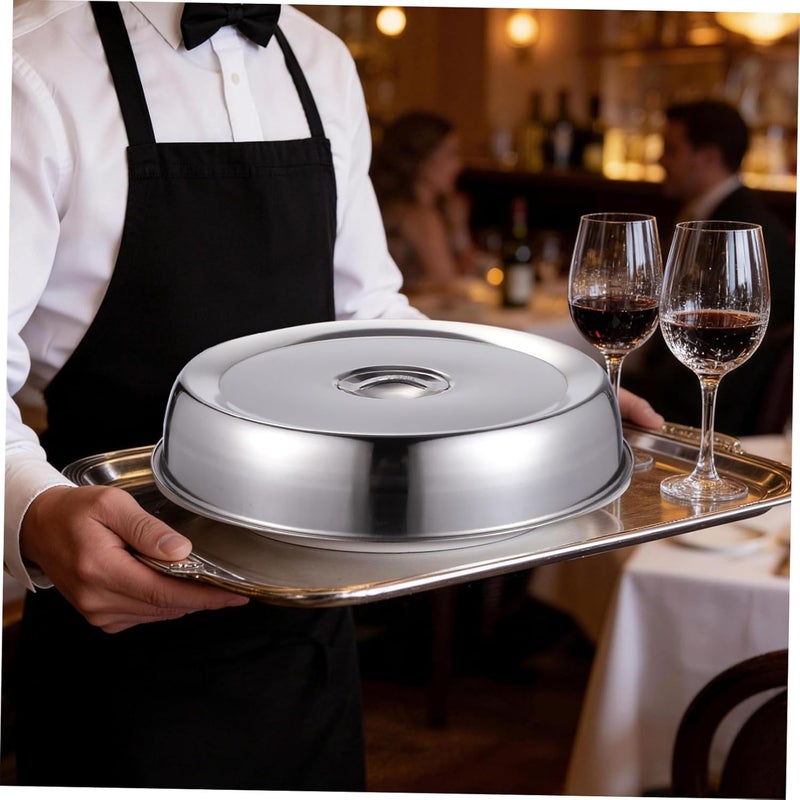 YARNOW 2pcs Stainless Steel Food Cover Basting Cover Melting Dome Griddle Dome Cover Universal Lid for Pots Pans ¼ˆ 28CM ¼‰ - Image 4