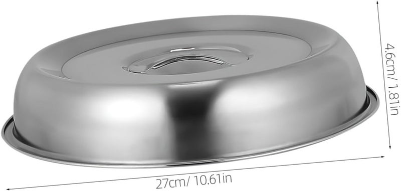 YARNOW 2pcs Stainless Steel Food Cover Basting Cover Melting Dome Griddle Dome Cover Universal Lid for Pots Pans ¼ˆ 28CM ¼‰ - Image 2