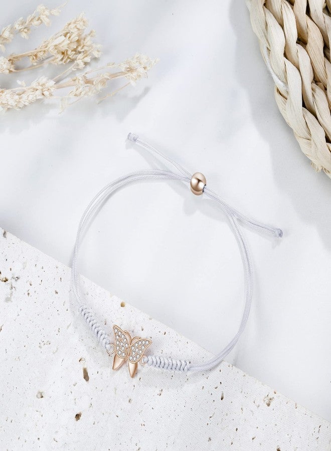 JENDEAR SHINE Butterfly Bracelet for Women, Hand Braided Rope Zirconia Charm Bracelet, Mother's Day Birthday Gifts For Wife Mom Ladies - Image 4