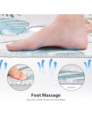 Yonala Extra Large Square Shower Mat, Yonala 36 x 36 Inch Stylish Non Slip Shower Mats for Inside Shower with Drain Hole in Middle, Soft Trimmable PVC Loofah Anti Slip Shower Mat, Quick Drying - Image 4