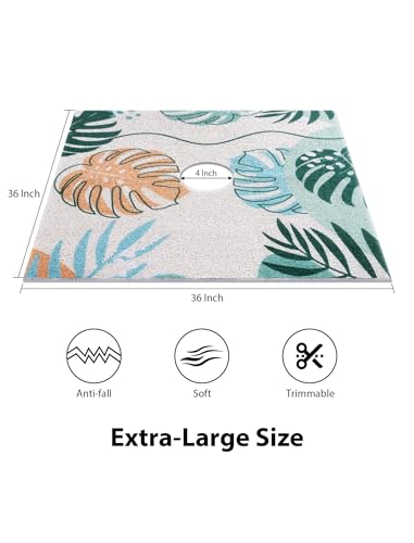 Yonala Extra Large Square Shower Mat, Yonala 36 x 36 Inch Stylish Non Slip Shower Mats for Inside Shower with Drain Hole in Middle, Soft Trimmable PVC Loofah Anti Slip Shower Mat, Quick Drying - Image 2