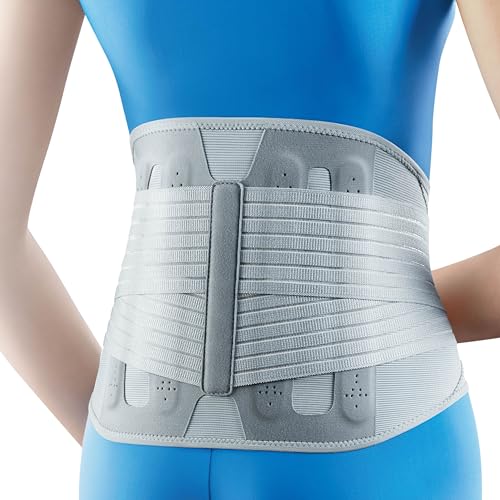 OPPO 2366 High Lumbar Support Back Brace with Flexible Stays - Lower Back Pain Relief, Sciatica Pain Relief, Scoliosis, Herniated Disc - for Elderly and Office Worker (Gray, Large, 1-Pack) - Image 1