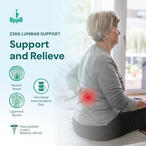 OPPO 2366 High Lumbar Support Back Brace with Flexible Stays - Lower Back Pain Relief, Sciatica Pain Relief, Scoliosis, Herniated Disc - for Elderly and Office Worker (Gray, Large, 1-Pack) - Image 5