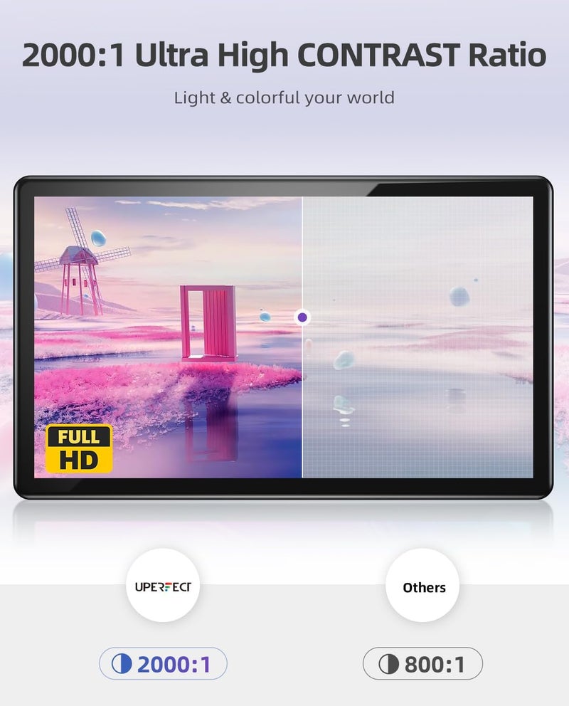 UPERFECT Y Portable Monitor Freestanding Touchscreen, 15.6''FHD 1080P IPS Screen with Adjust Stand, 2000:1 Contrast Ratio, 100% sRGB w/Standard HDMI/USB 3.0/Type C, Built-in Speaker/Ambient Light - Image 4