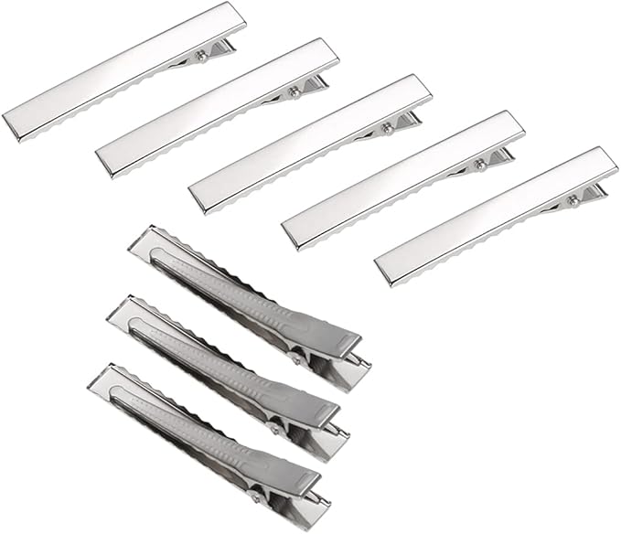 Mayitr 50pcs Metal Crocodile Alligator Hair Clips Bow 40mm