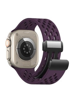 TenTech Breathable Silicone Sports Watch Band with Magnetic Clasp for Apple Watch Ultra/Ultra 2, Size 49mm 45mm 44mm 42, Soft Band for iWatch Series 9/8/7/6/5/4/3/2 /1/SE – Deep purple