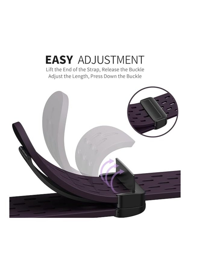 ten.tech - TenTech Breathable Silicone Sports Watch Band with Magnetic Clasp for Apple Watch Ultra/Ultra 2, Size 49mm 45mm 44mm 42, Soft Band for iWatch Series 9/8/7/6/5/4/3/2 /1/SE – Deep purple - Image 1