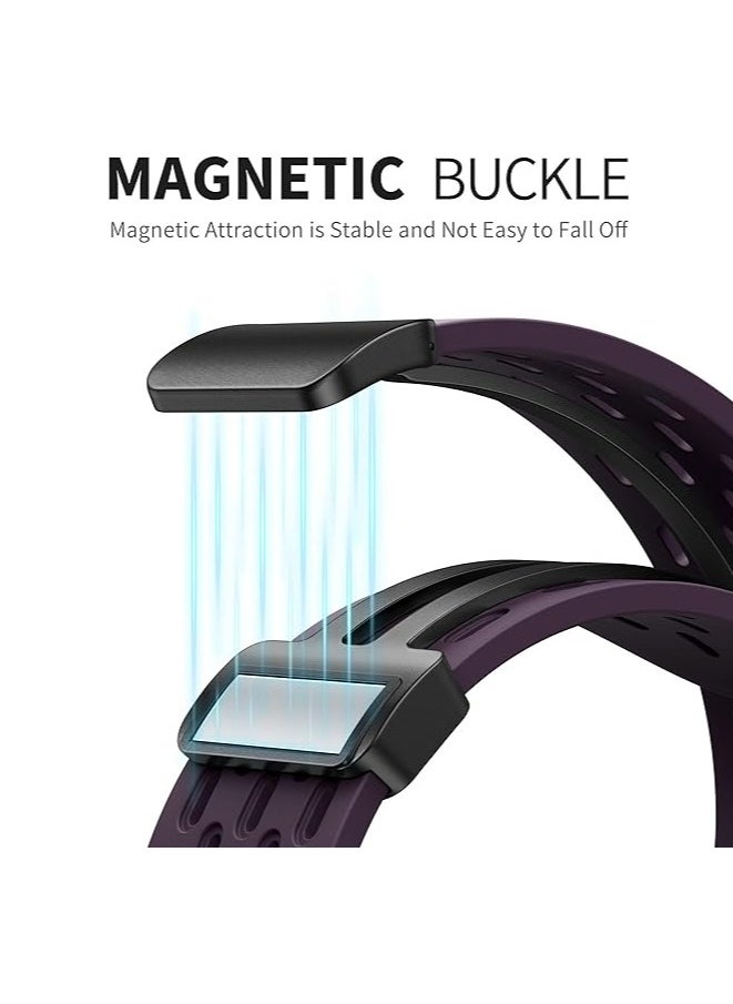 ten.tech - TenTech Breathable Silicone Sports Watch Band with Magnetic Clasp for Apple Watch Ultra/Ultra 2, Size 49mm 45mm 44mm 42, Soft Band for iWatch Series 9/8/7/6/5/4/3/2 /1/SE – Deep purple - Image 1