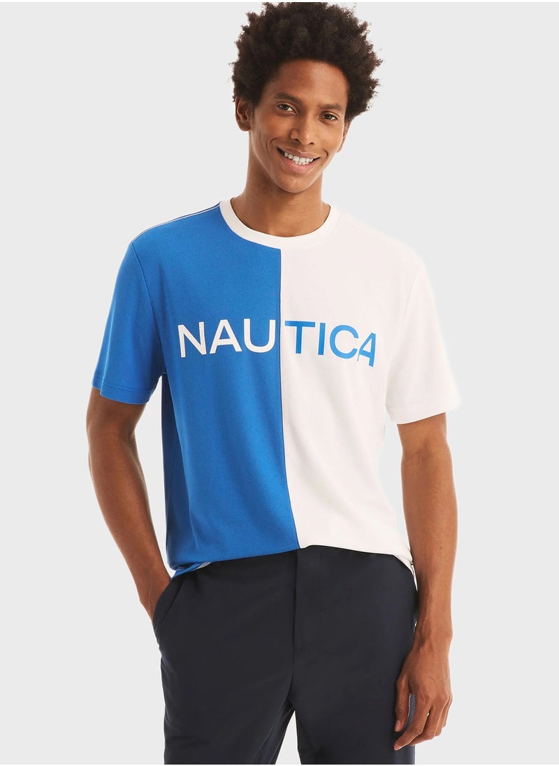 Men's Blue And White Colorblock Round Neck Tee, Elevate Your Modern Casual Wardrobe With Nautical Style! - pzsku/Z15A4D6361D792857EE35Z/45/_/1737095922/cb411806-df7d-4c2a-8a1b-9083849834d3