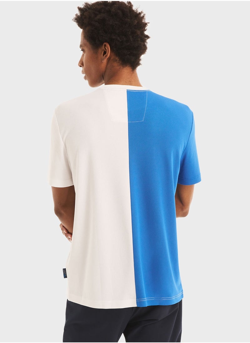 Men's Blue And White Colorblock Round Neck Tee, Elevate Your Modern Casual Wardrobe With Nautical Style! - pzsku/Z15A4D6361D792857EE35Z/45/_/1737095932/344bdd8f-3edd-4205-a0f6-32c0ba599652