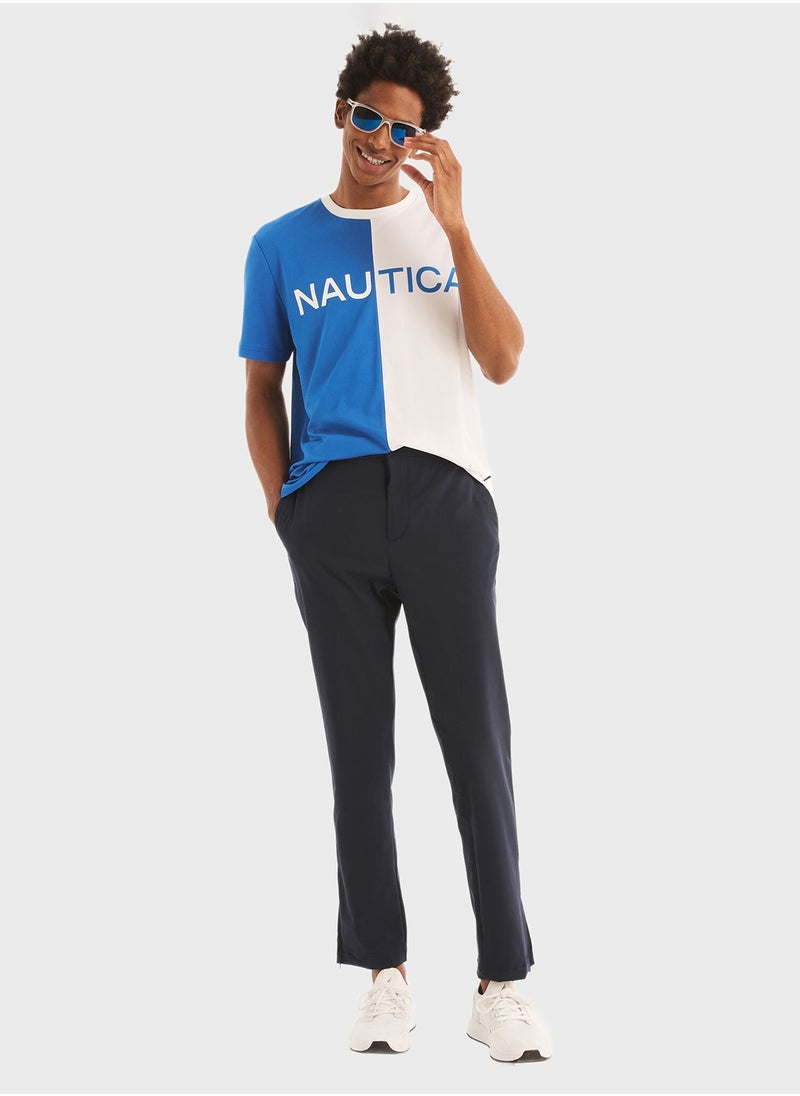Men's Blue And White Colorblock Round Neck Tee, Elevate Your Modern Casual Wardrobe With Nautical Style! - pzsku/Z15A4D6361D792857EE35Z/45/_/1737095942/353a8842-e5d2-4564-9630-5262f5711dec