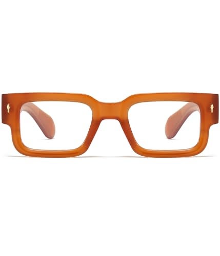 EYLRIM Square Thick Frame Glasses for Women Men Chunky Rectangle Blue Light Glasses Non Prescription Eyeglasses(Brown) - Image 2