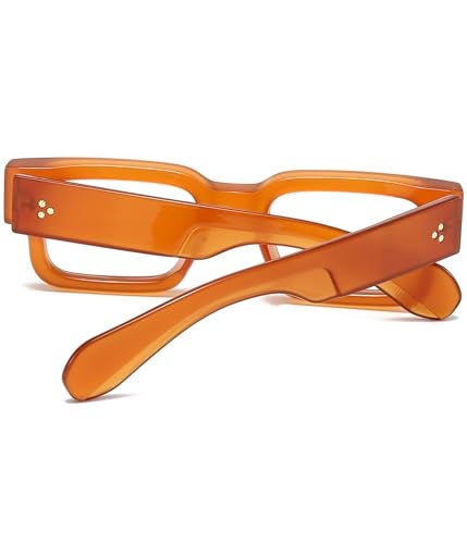 EYLRIM Square Thick Frame Glasses for Women Men Chunky Rectangle Blue Light Glasses Non Prescription Eyeglasses(Brown) - Image 3