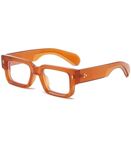 EYLRIM Square Thick Frame Glasses for Women Men Chunky Rectangle Blue Light Glasses Non Prescription Eyeglasses(Brown) - Image 1