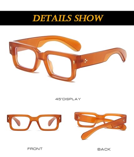 EYLRIM Square Thick Frame Glasses for Women Men Chunky Rectangle Blue Light Glasses Non Prescription Eyeglasses(Brown) - Image 5
