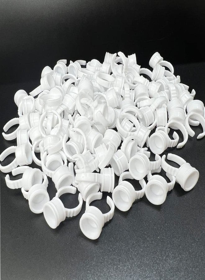 BLUSHIA Glue Rings for Eyelash Extensions, Plain Glue Rings Lash Cups Holder, Fanning Blossom Cups for Eyelash Extensions (100 PC) White - Image 1