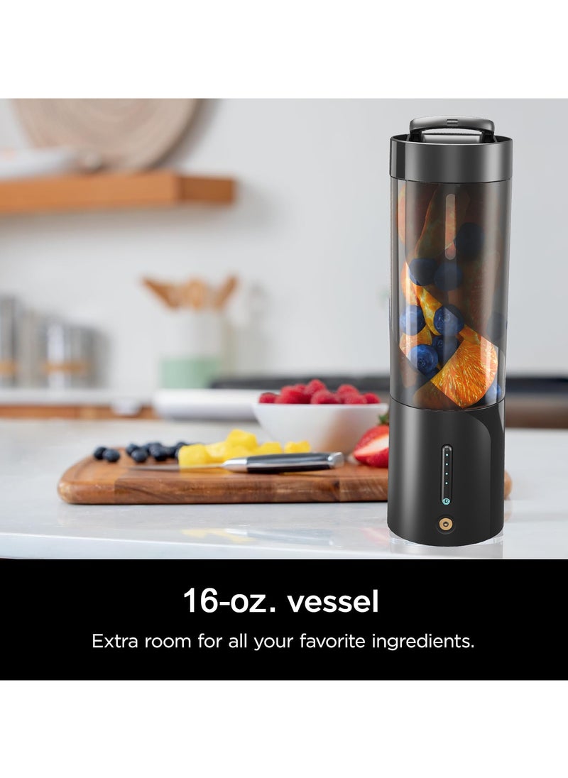AMINAC - Portable Blender, Cordless Blender for Shakes and Smoothies with 16 Oz Cup and Leakproof Lid, Durable Stainless Steel Blades for Powerful Blending Performance, Magnetic Rechargeable, Black - Image 1