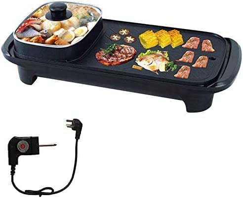 Jolfay Electric Bbq Hot Pot, Non Stick Coating Surface Korean Barbecue Grill Griddle Plate Pan With Glass Lid For Tandoor Veg-Non Veg Kitchen Cooking Baking Frying Pan 1350W - 53 Cm, 27 Cm - Image 2