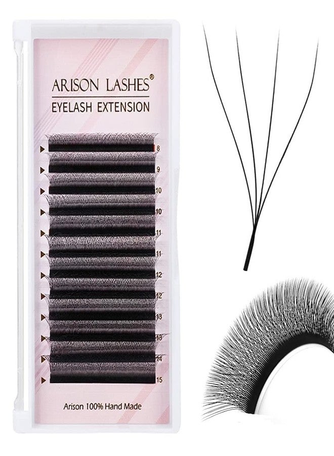 ARISON LASHES 4D W Shape Eyelash Extension Natural Soft Volume 0.07mm D curl 8-15mm Mix Premade Fans Faux Mink Matte Black Cluster 12 rows - Image 1