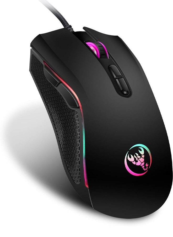 فأرة كمبيوتر سلكية للألعاب، فأرة مريحة متغيرة الألوان بسبعة ألوان - Image 1