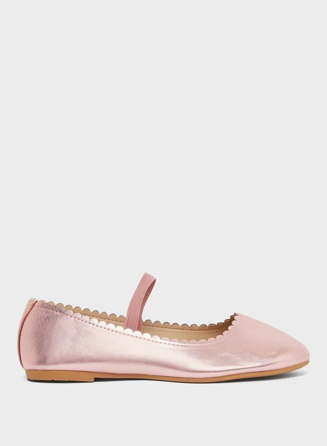 ستايلي أحذية باليرينا للمراهقات بمقدمة دائرية ولمعة - Image 1