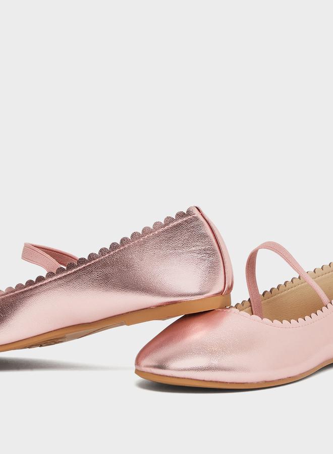 ستايلي أحذية باليرينا للمراهقات بمقدمة دائرية ولمعة - Image 3