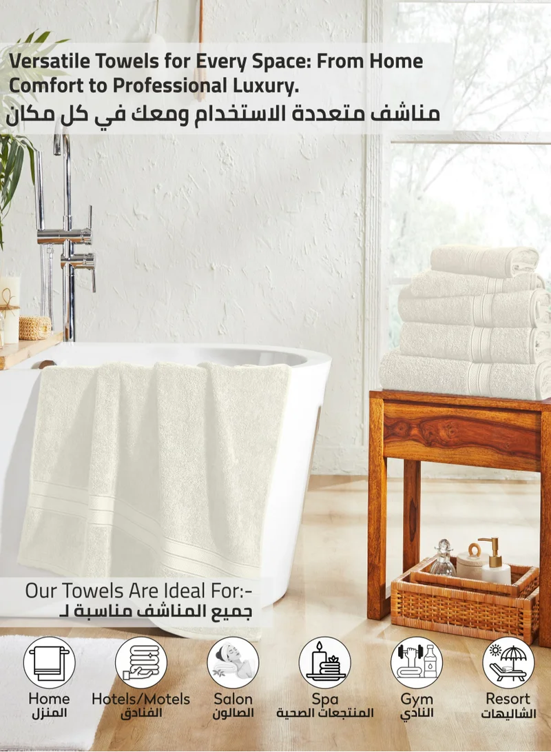 Donetella Premium 100 % Combed Cotton 4-Pcs Hand Towel Set (50 X 90 CM) 600 GSM Super Soft Hand Towel, Highly Absorbent, Quick Dry,Best Towel for Bathroom, Spa And Hotel,Ivory