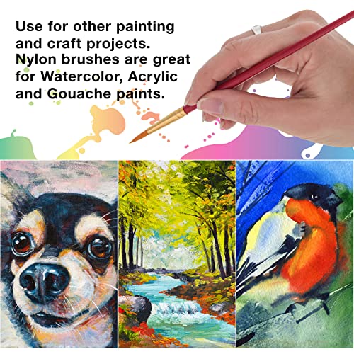 Custom Body Art 6 Piece Nylon Hair Face Painting Brush Set - 4 Round Size 2-4-6-10, 2 Flat Size 8-12 alos Great for Watercolor and Acrylic Paints - Image 5