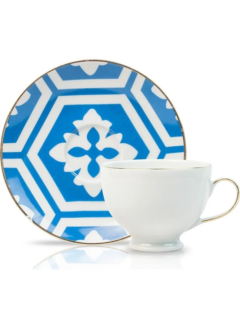 Porland Morocco Plate+Coffee Cup D2 Blue 80cc