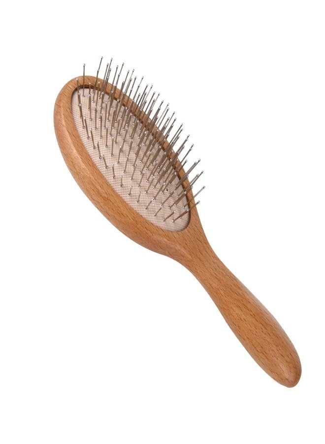 not available Bamboo Hair Brush, Smoothing Hair&Massage, Detangling Anti-Static Hairbrush, Natural Wood Comb with Metal Bristles for Women, Men & Children (Oval - Steels Bristles) - Image 1
