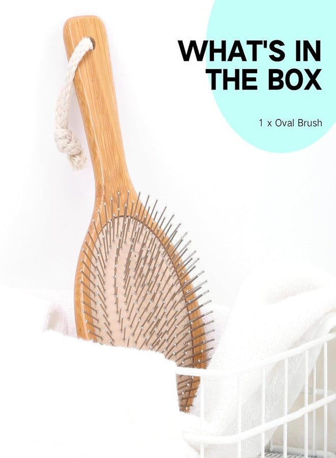 not available Bamboo Hair Brush, Smoothing Hair&Massage, Detangling Anti-Static Hairbrush, Natural Wood Comb with Metal Bristles for Women, Men & Children (Oval - Steels Bristles) - Image 3