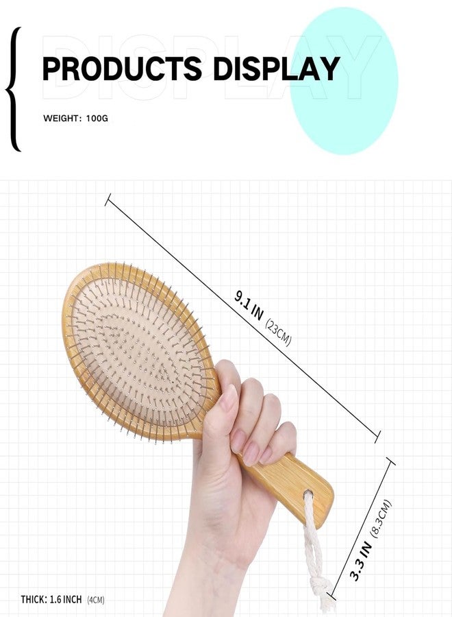 not available Bamboo Hair Brush, Smoothing Hair&Massage, Detangling Anti-Static Hairbrush, Natural Wood Comb with Metal Bristles for Women, Men & Children (Oval - Steels Bristles) - Image 5