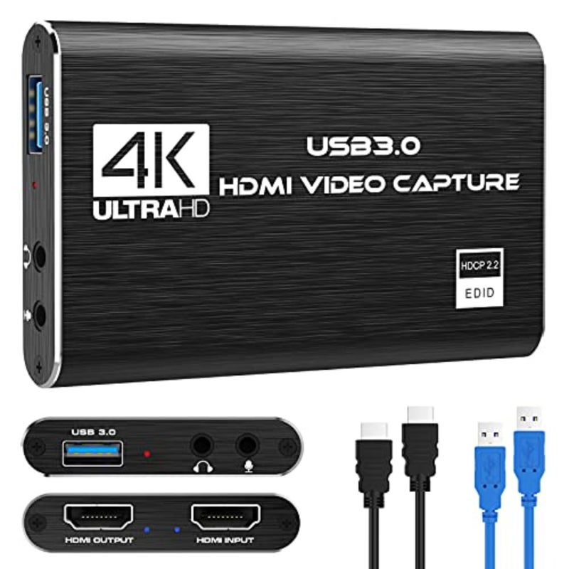 بطاقة التقاط فيديو صوتية 4K، جهاز التقاط فيديو HDMI USB 3.0، دقة Full HD 1080P لتسجيل الألعاب والبث المباشر - Image 1