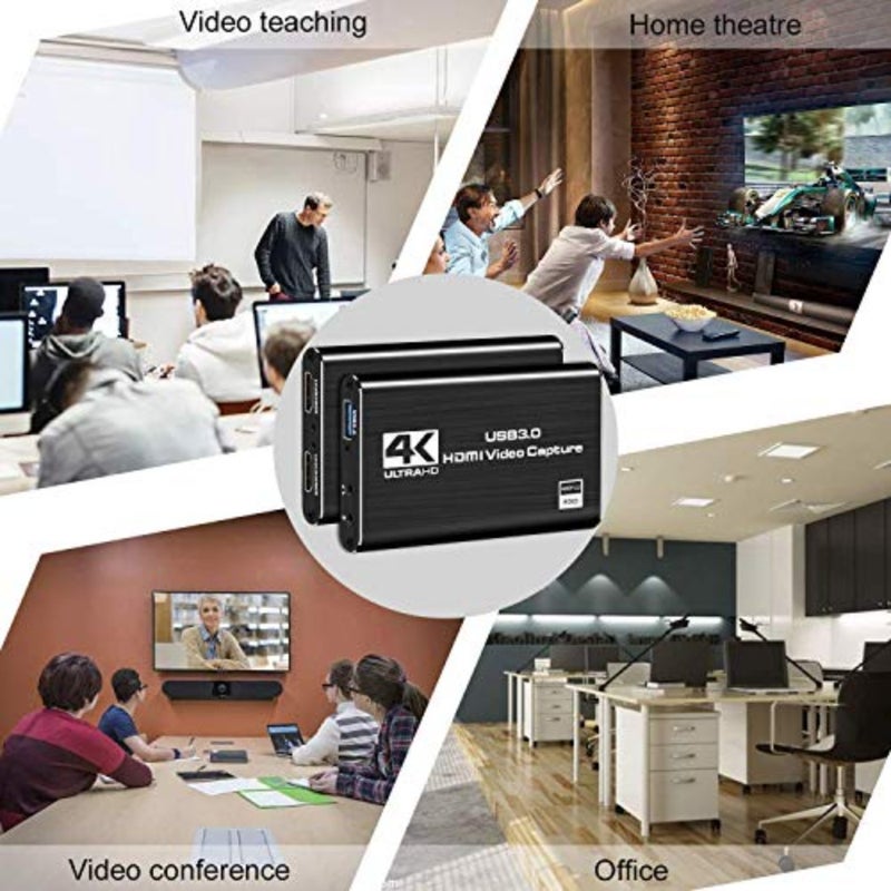 بطاقة التقاط فيديو صوتية 4K، جهاز التقاط فيديو HDMI USB 3.0، دقة Full HD 1080P لتسجيل الألعاب والبث المباشر - Image 5