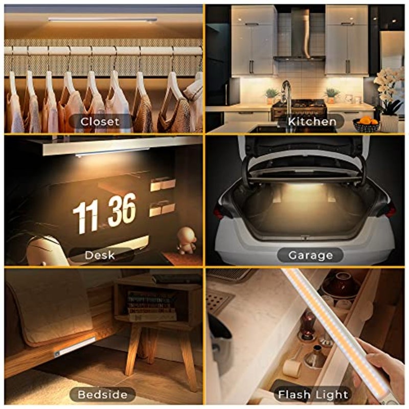 160LED Rechargeable Under Cabinet Lights, Wireless Motion Sensor Closet Lights, 1800mAh Battery with Stepless Dimming, Magnetic Install for Wardrobe, Cupboard, Besides, Kitchen - Image 2