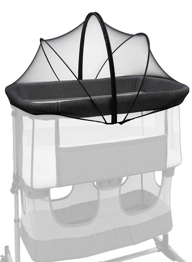 Cheermomo Bassinet Mosquito Net Cover to Keep Cats & Bugs Out for Baby, Two-Way Zipper, Portable Bassinet Cover with Storage Bag, Breathable Baby Mosquito Net for Travel Crib, Black - Image 1