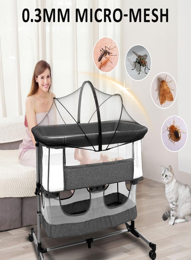 Cheermomo Bassinet Mosquito Net Cover to Keep Cats & Bugs Out for Baby, Two-Way Zipper, Portable Bassinet Cover with Storage Bag, Breathable Baby Mosquito Net for Travel Crib, Black - Image 2