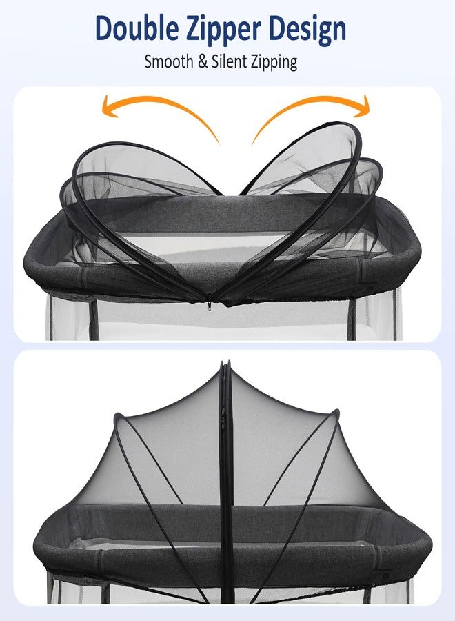 Cheermomo Bassinet Mosquito Net Cover to Keep Cats & Bugs Out for Baby, Two-Way Zipper, Portable Bassinet Cover with Storage Bag, Breathable Baby Mosquito Net for Travel Crib, Black - Image 3