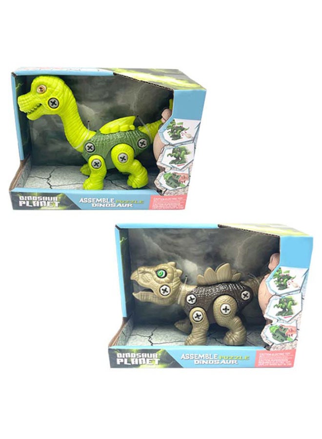 Children's Educational Assembled Screw Tyrannosaurus Rex Flying Dragon Stegosaurus DIY Disassembly Sliding Dinosaur Toy-Color:HX222072-DIY Disassembly-Sliding Tyrannosaurus Rex Dinosaur (Green)  - Image 5