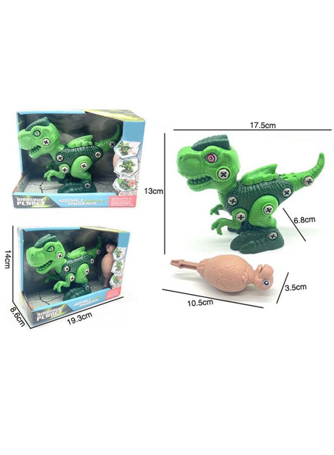 Children's Educational Assembled Screw Tyrannosaurus Rex Flying Dragon Stegosaurus DIY Disassembly Sliding Dinosaur Toy-Color:HX222072-DIY Disassembly-Sliding Tyrannosaurus Rex Dinosaur (Green)  - Image 1