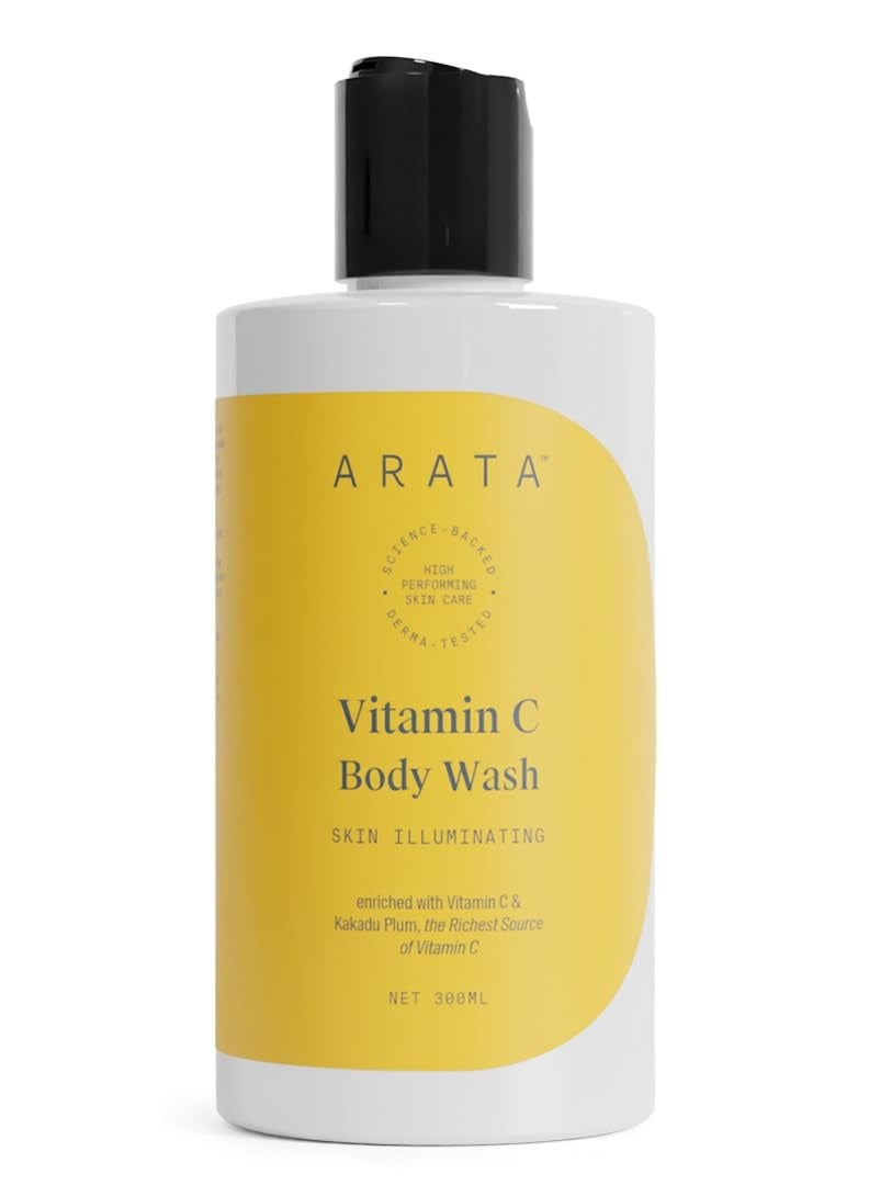 أراتا 1٪ غسول الجسم اليومي المتوهج بفيتامين سي من أراتا لبشرة ناعمة وموحدة اللون | يساعد على تقليل البقع الداكنة والتصبغات | عطر يدوم طويلاً | بدون بارابين بدون كبريتات | 300 مل - Image 1
