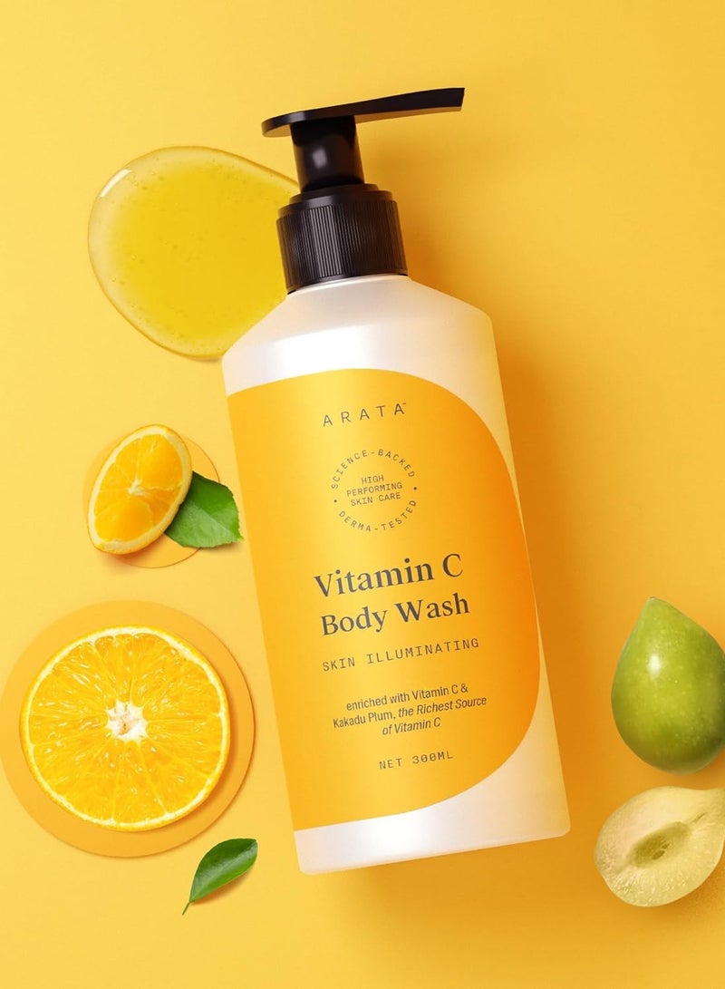 أراتا 1٪ غسول الجسم اليومي المتوهج بفيتامين سي من أراتا لبشرة ناعمة وموحدة اللون | يساعد على تقليل البقع الداكنة والتصبغات | عطر يدوم طويلاً | بدون بارابين بدون كبريتات | 300 مل - Image 3