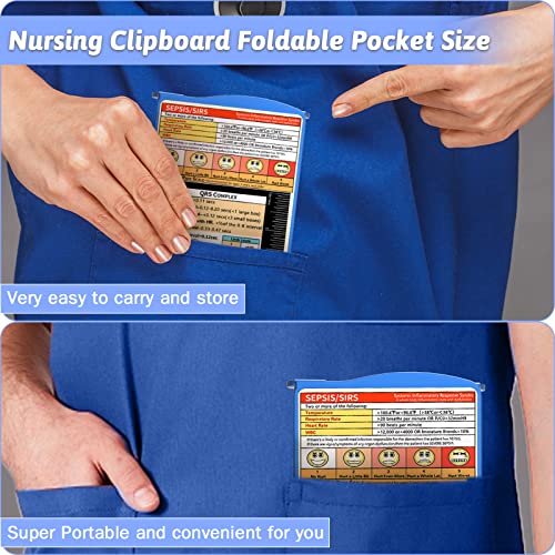 Trustnice Nursing Clipboard Foldable Clipboard Medical: Edition Cheat Sheets Aluminum 3 Layers Foldable Clipboards Nursing Pocket Size Profile Clip Nurse Clipboards Notepad for Nurses Students and Doctors - Image 2
